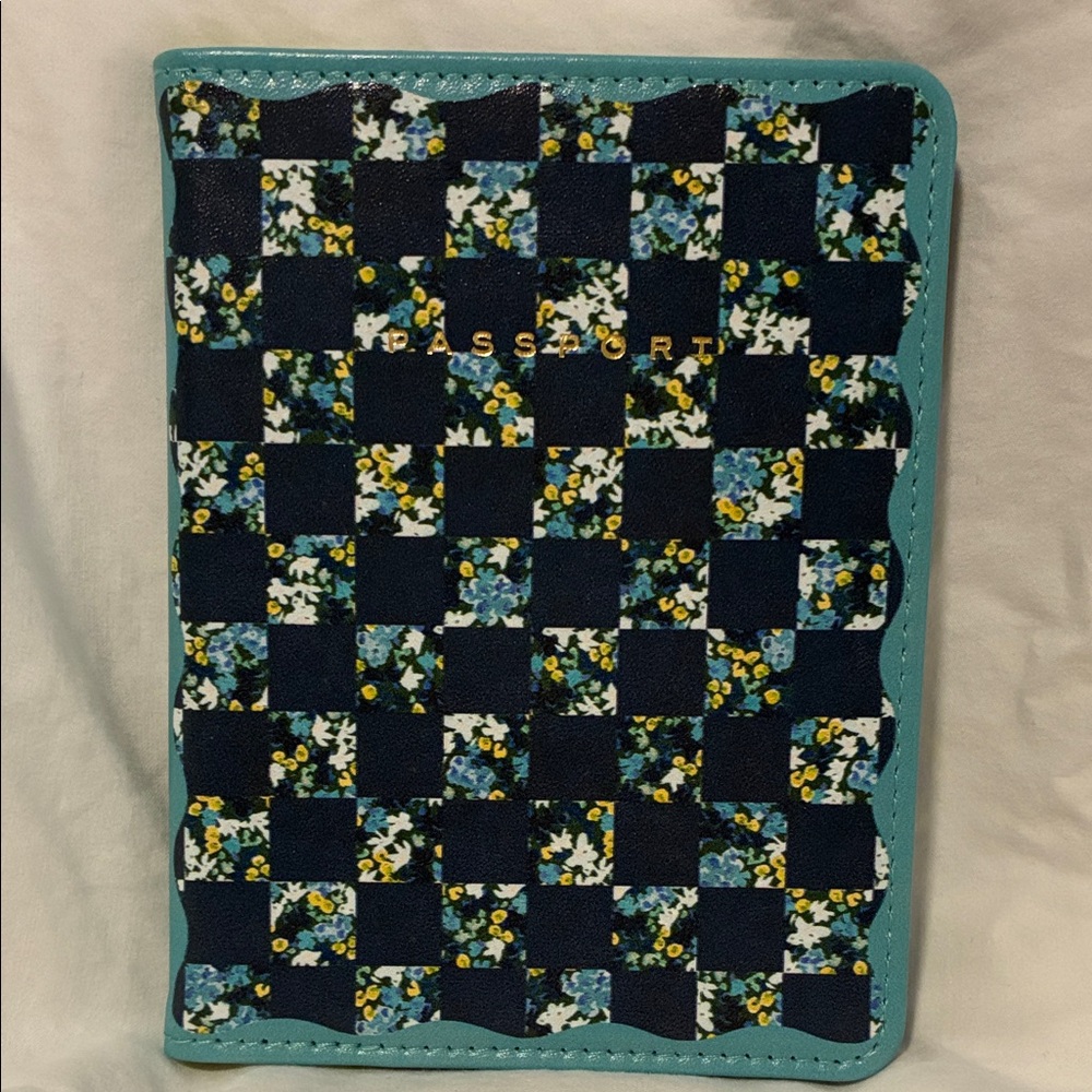 Anthropologie and Fringe Floral Checkered Passport Holder
